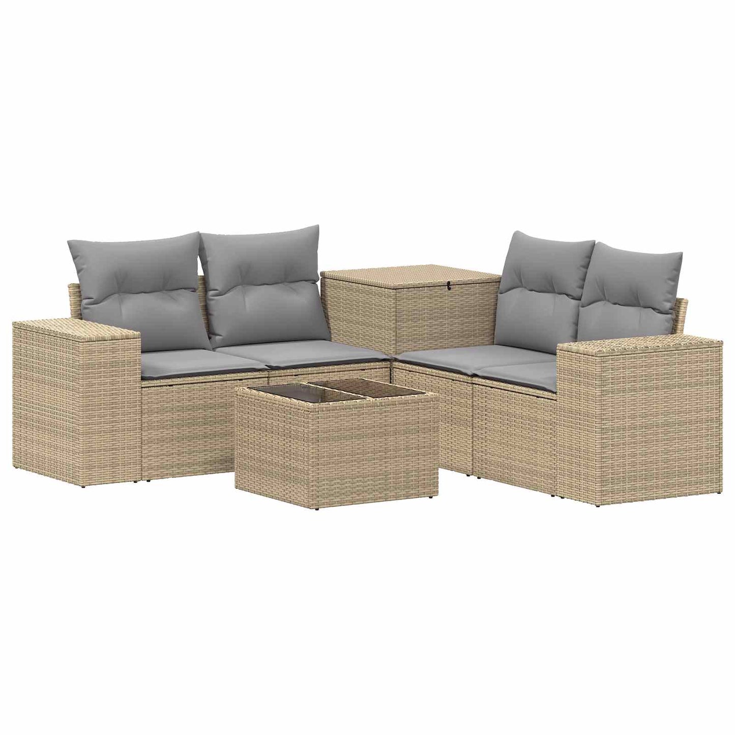 Sofa Set 6 stk. Beige und Hellgrau Polyrattan und Stahl