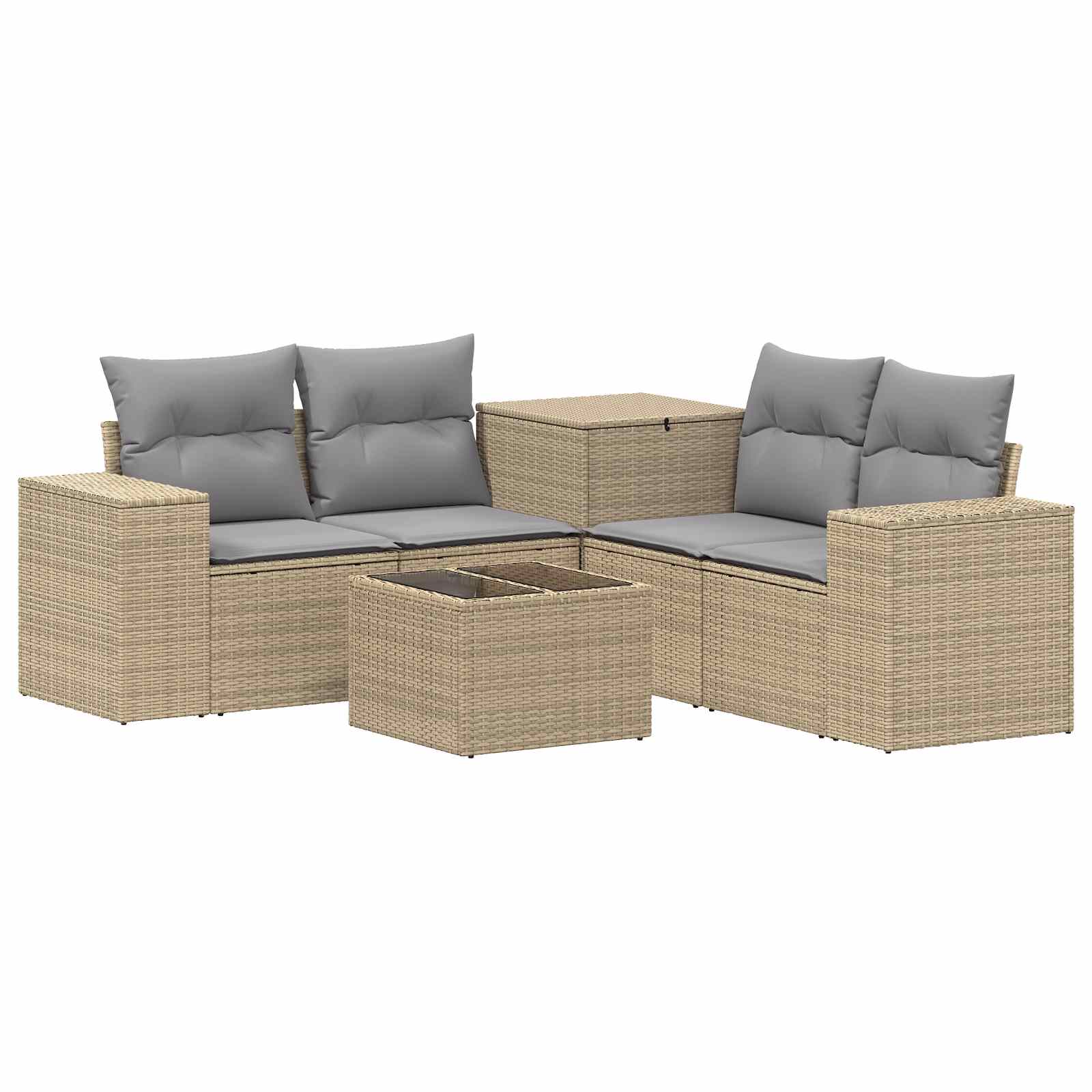 Sofa Set 6 stk. Beige und Hellgrau Polyrattan und Stahl