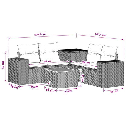 Sofa Set 6 stk. Beige und Cremeweiß 55 x 55 x 37 cm