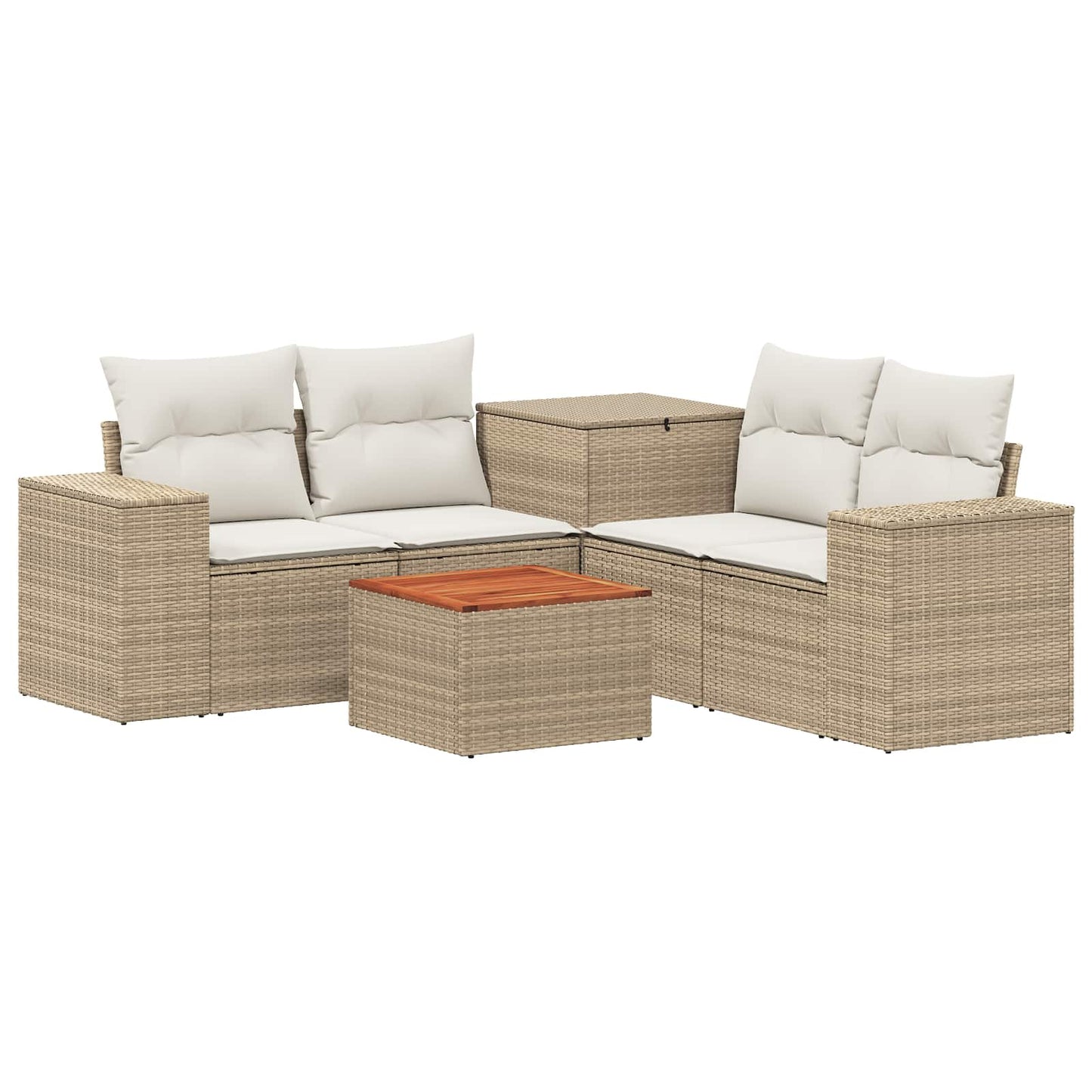 Sofa Set 6 stk. Beige und Cremeweiß Polyrattan und Stahl