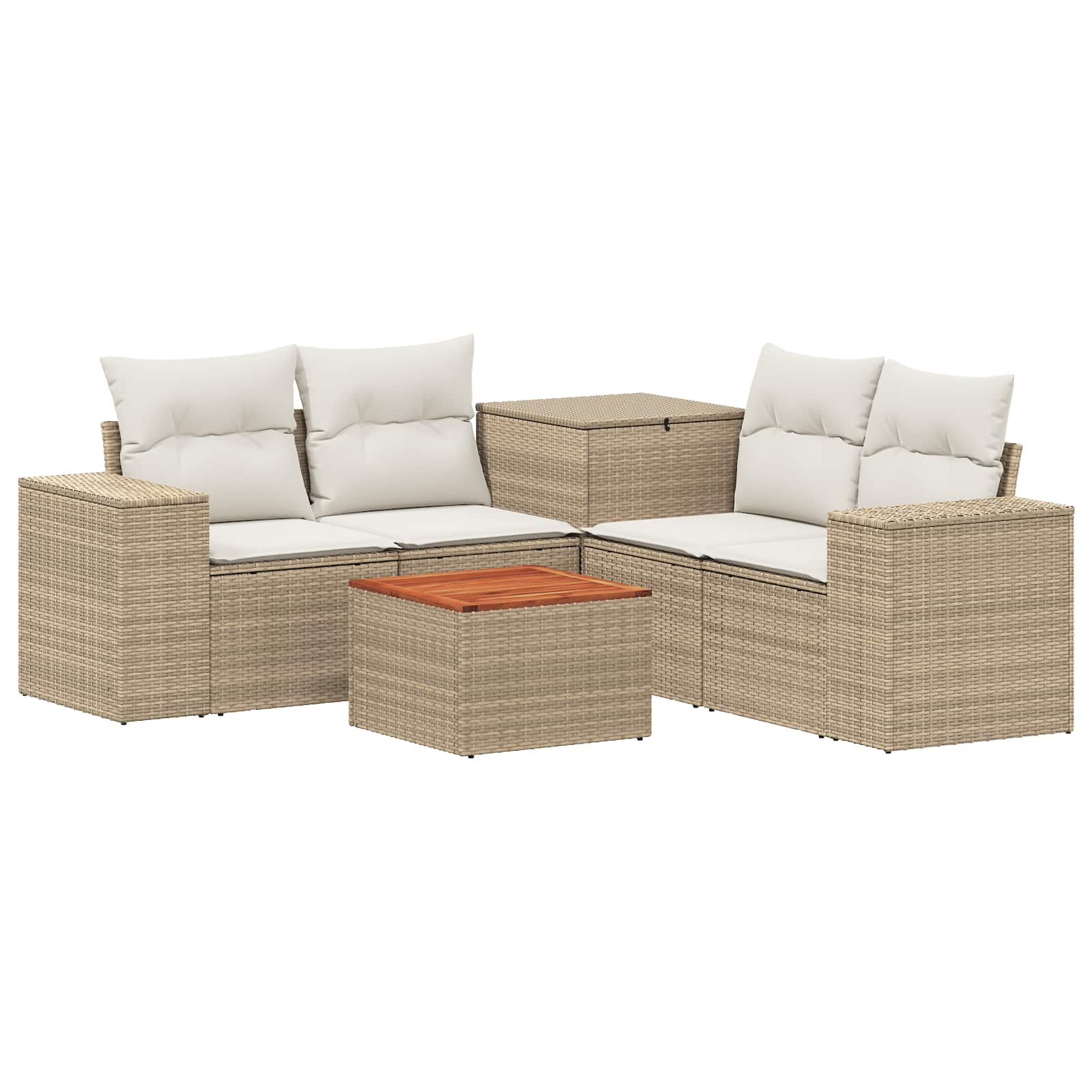 Sofa Set 6 stk. Beige und Cremeweiß Polyrattan und Stahl
