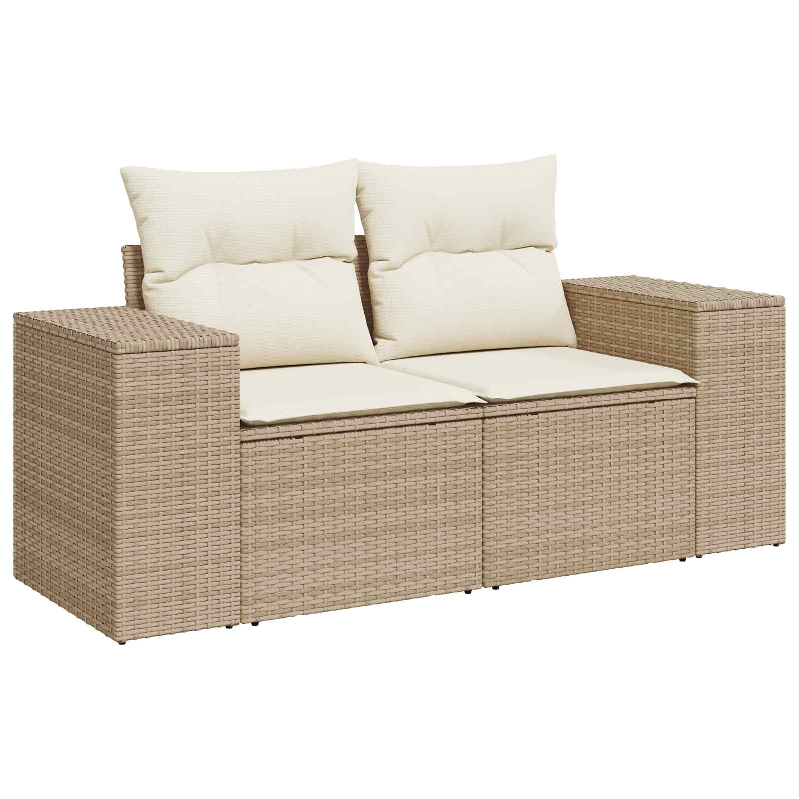 Sofa Set 6 stk. Beige und Cremeweiß Polyrattan und Stahl