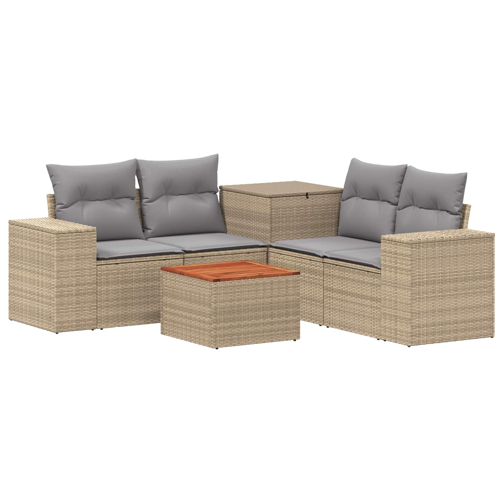 Sofa Set 6 stk. Beige und Hellgrau Polyrattan und Stahl
