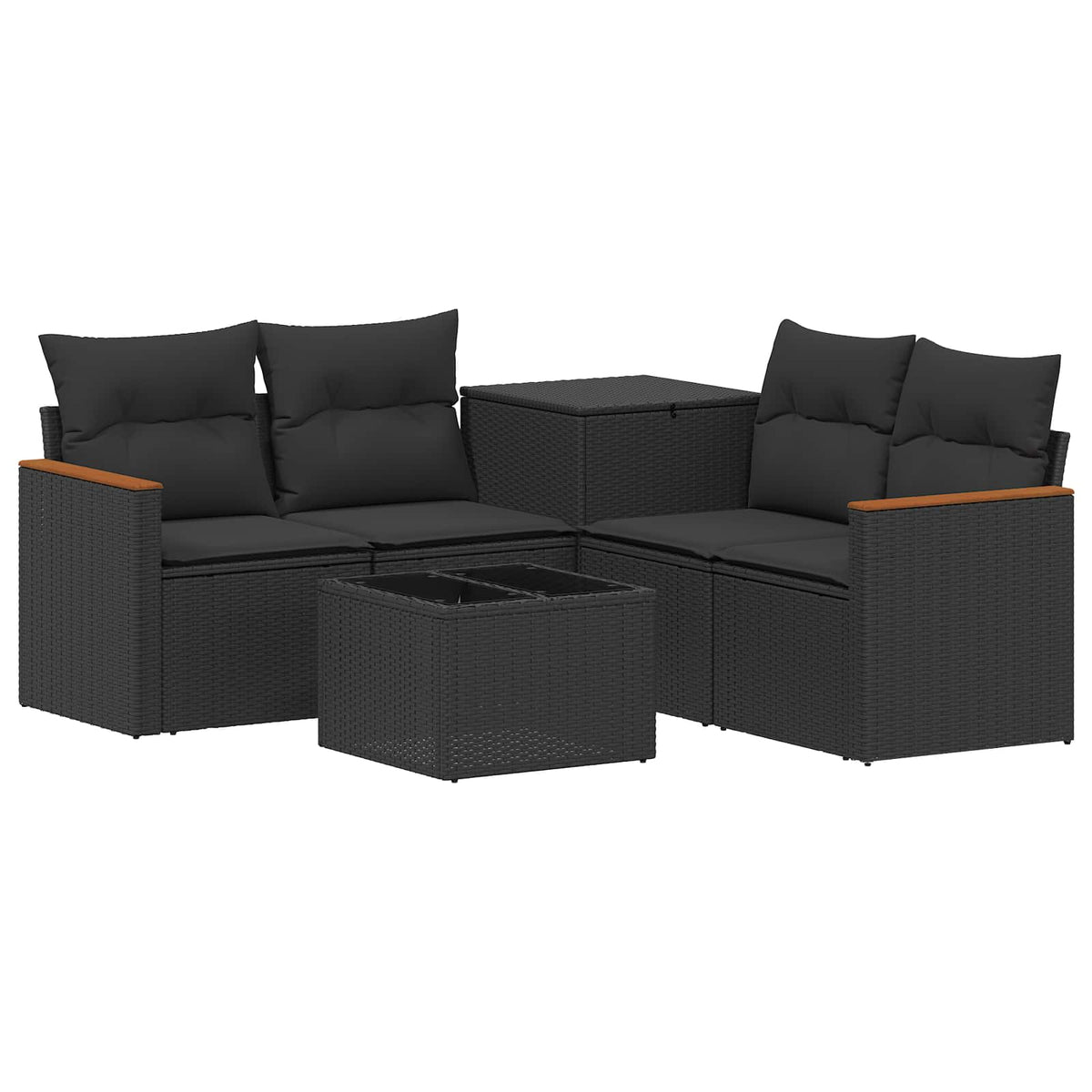 Sofa Set 6 stk. Schwarz 55 x 55 x 37 cm Polyrattan und Stahl