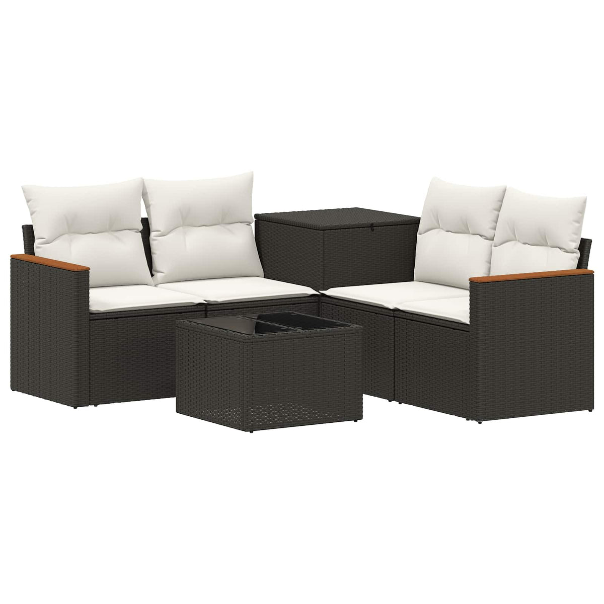 Sofa Set 6 stk. Schwarz und Cremeweiß 55 x 55 x 37 cm