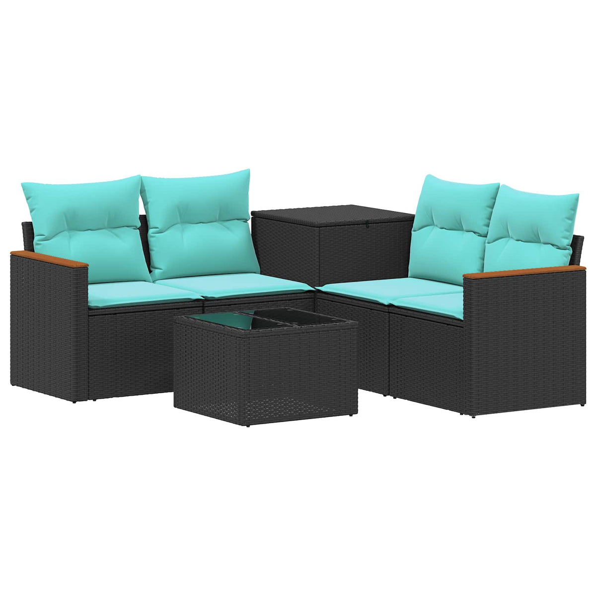 Sofa Set 6 stk. Schwarz und Blau 55 x 55 x 37 cm