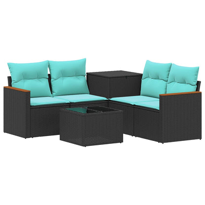 Sofa Set 6 stk. Schwarz und Blau 55 x 55 x 37 cm