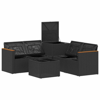 Sofa Set 6 stk. Schwarz und Blau 55 x 55 x 37 cm