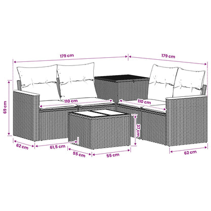 Sofa Set 6 stk. Schwarz und Blau 55 x 55 x 37 cm