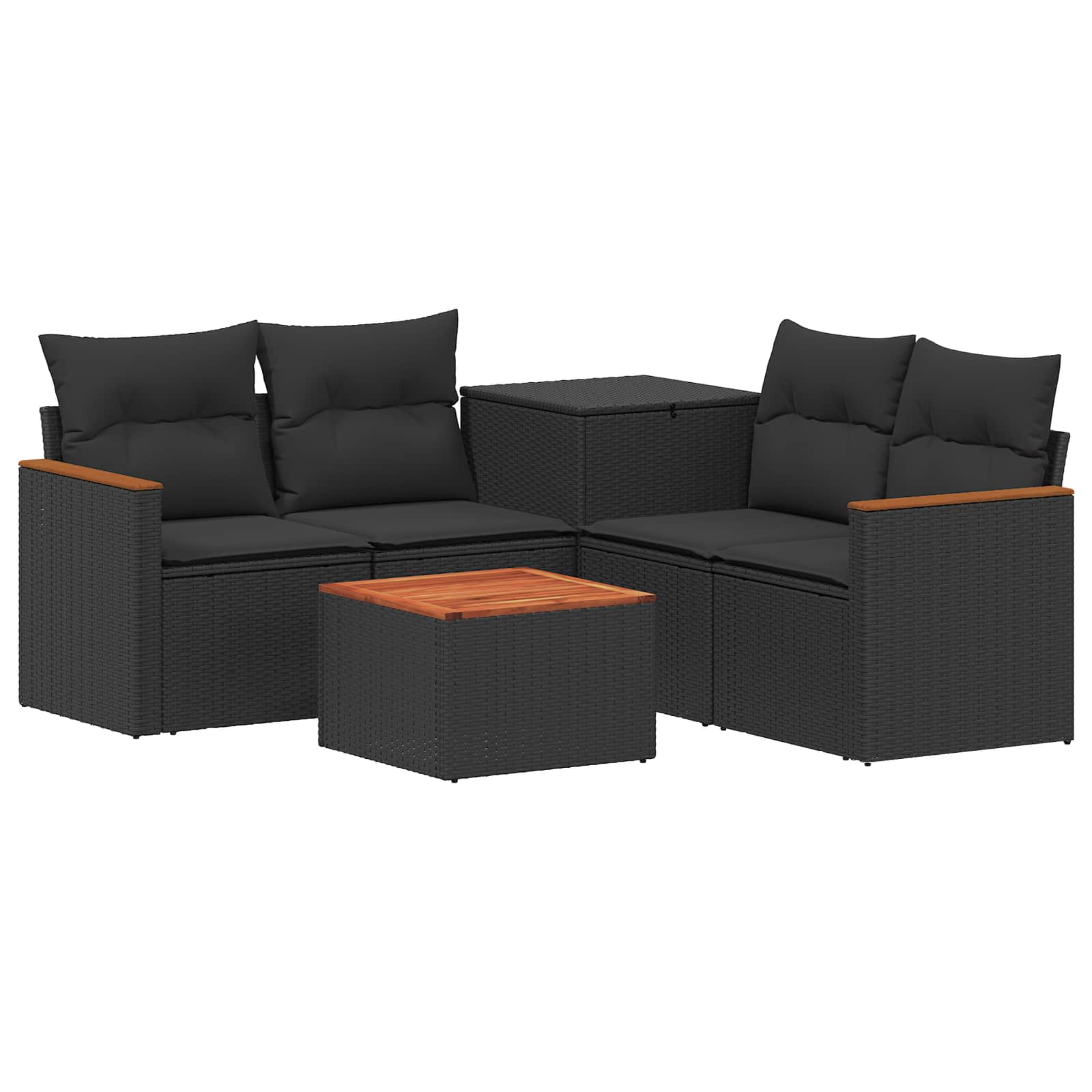 Sofa Set 6 stk. Schwarz Polyrattan und Stahl