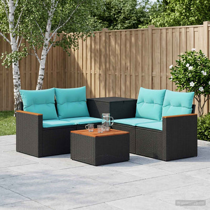 Sofa Set 6 stk. Schwarz und Blau 55 x 55 x 37 cm