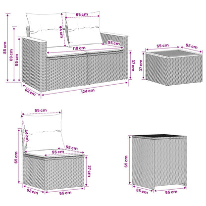 Sofa Set 6 stk. Schwarz und Blau 55 x 55 x 37 cm