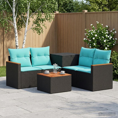 Sofa Set 6 stk. Schwarz und Blau 55 x 55 x 37 cm