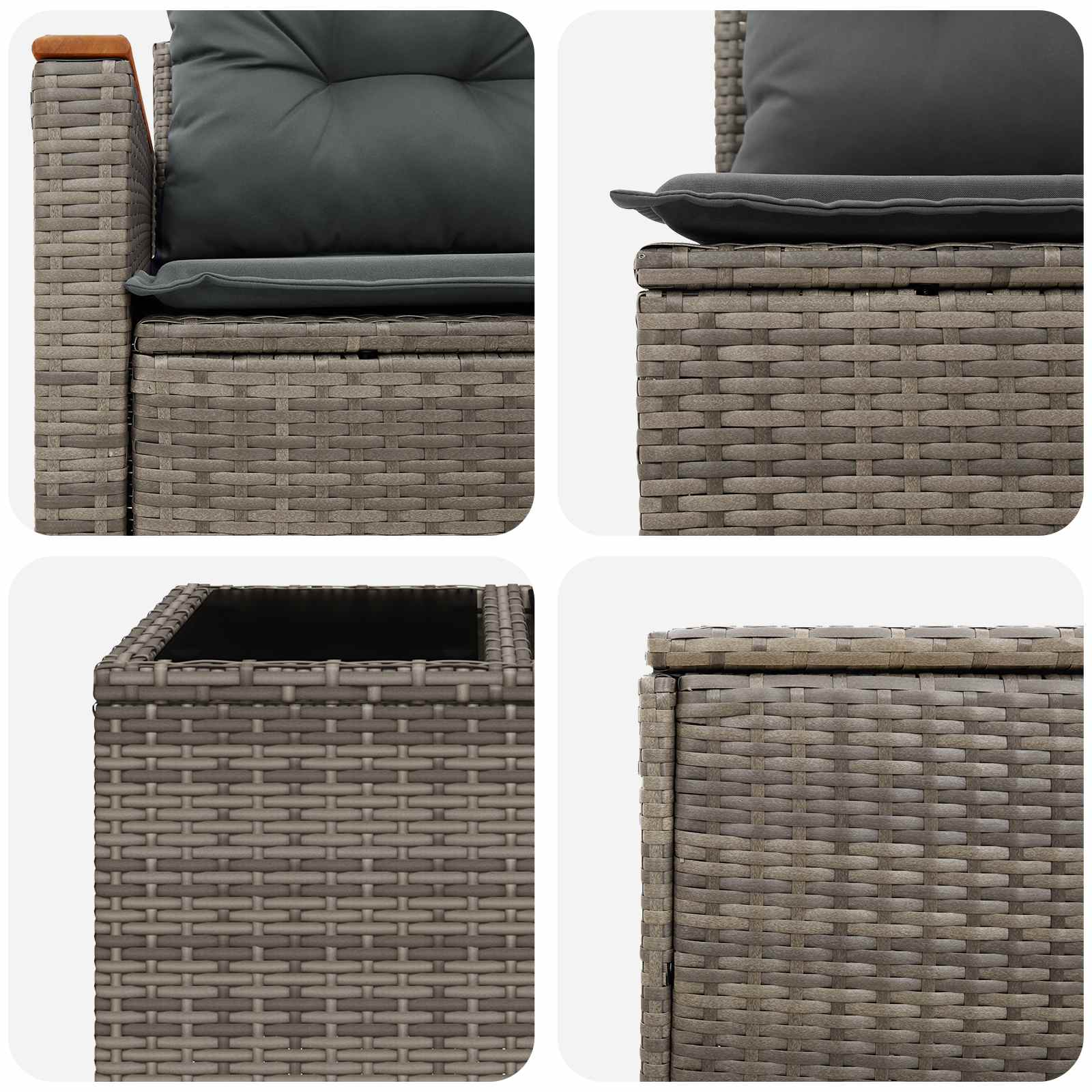 Sofa Set 6 stk. Grau und Dunkelgrau Polyrattan und Stahl