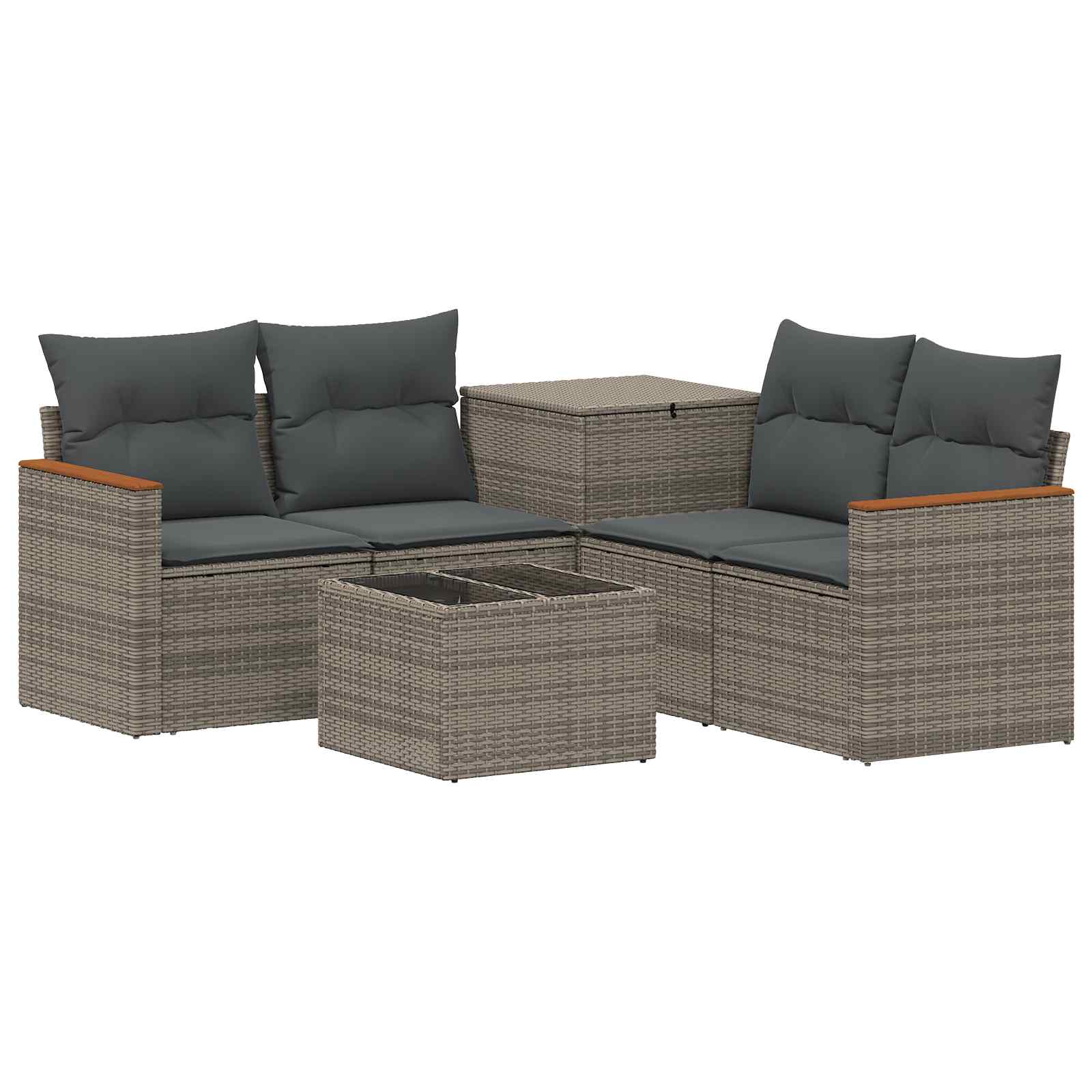 Sofa Set 6 stk. Grau und Dunkelgrau Polyrattan und Stahl