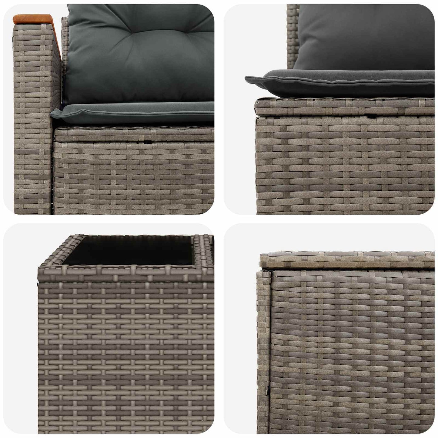 Sofa Set 6 stk. Grau und Dunkelgrau Polyrattan und Stahl