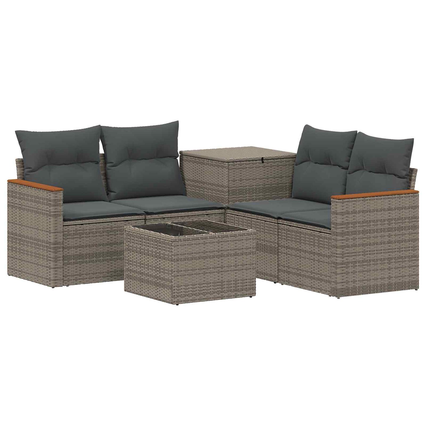 Sofa Set 6 stk. Grau und Dunkelgrau Polyrattan und Stahl