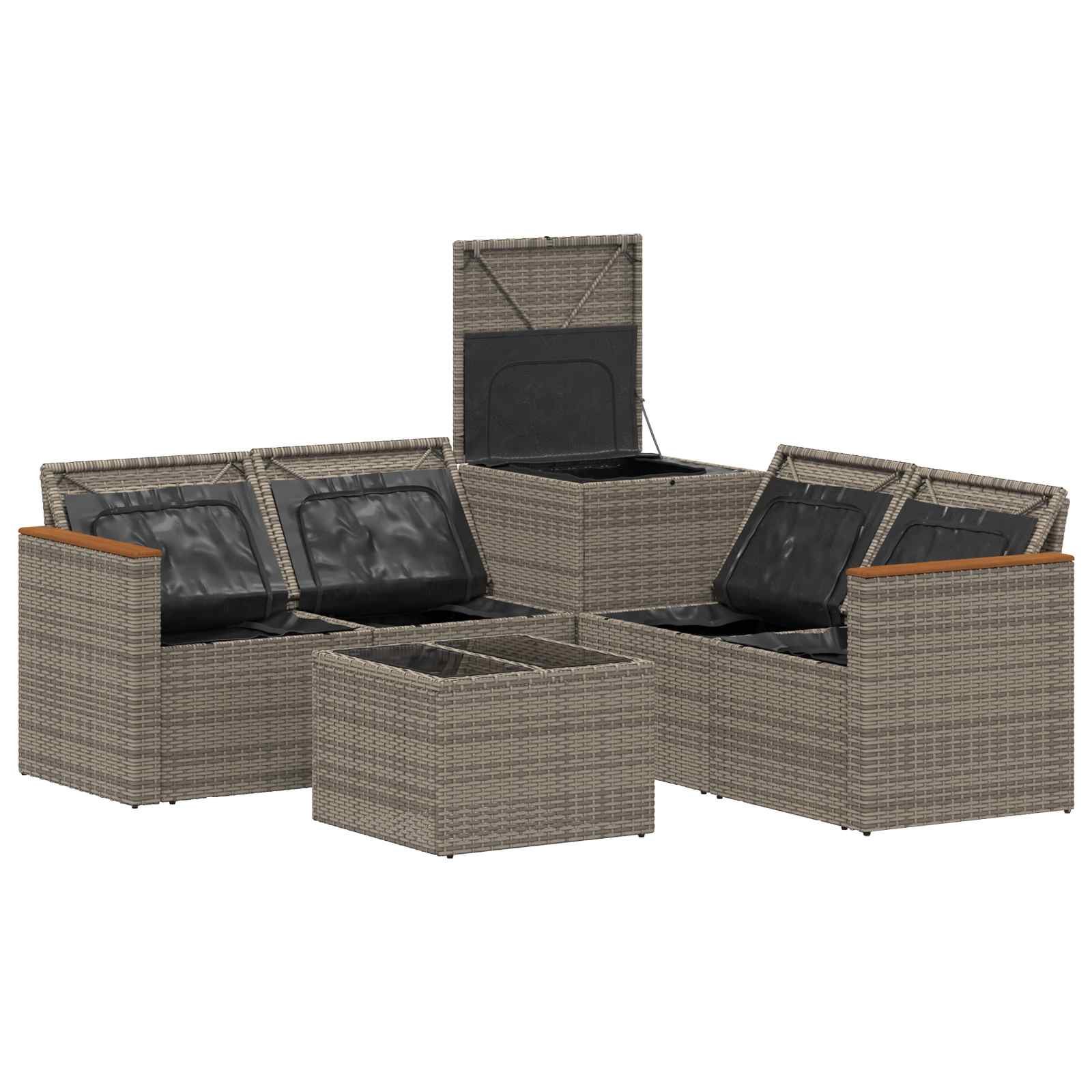 Sofa Set 6 stk. Grau und Dunkelgrau Polyrattan und Stahl