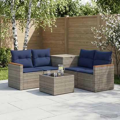 Sofa Set 6 stk. Grau und Marineblau 55 x 55 x 37 cm