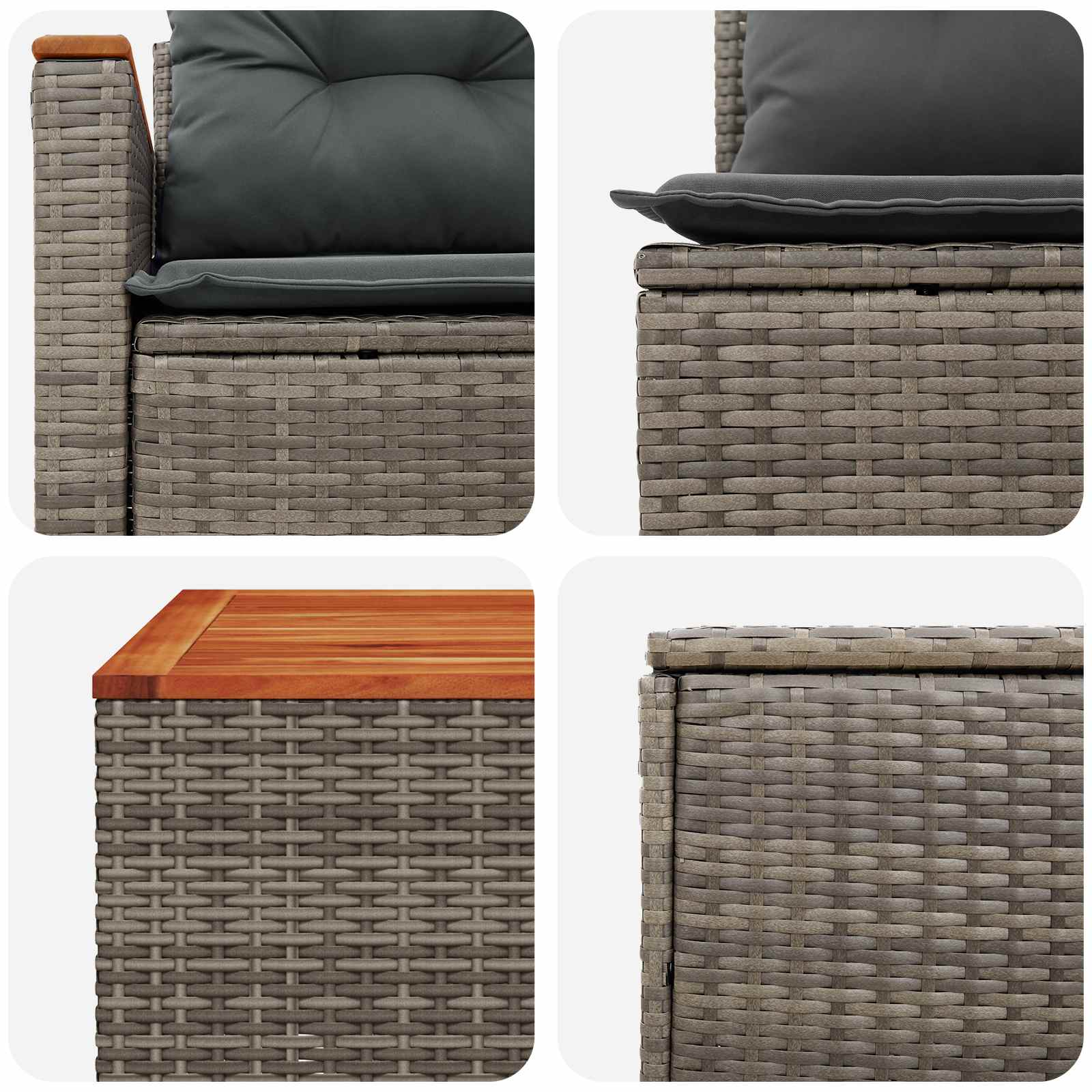 Sofa Set 6 stk. Grau und Dunkelgrau Polyrattan und Stahl