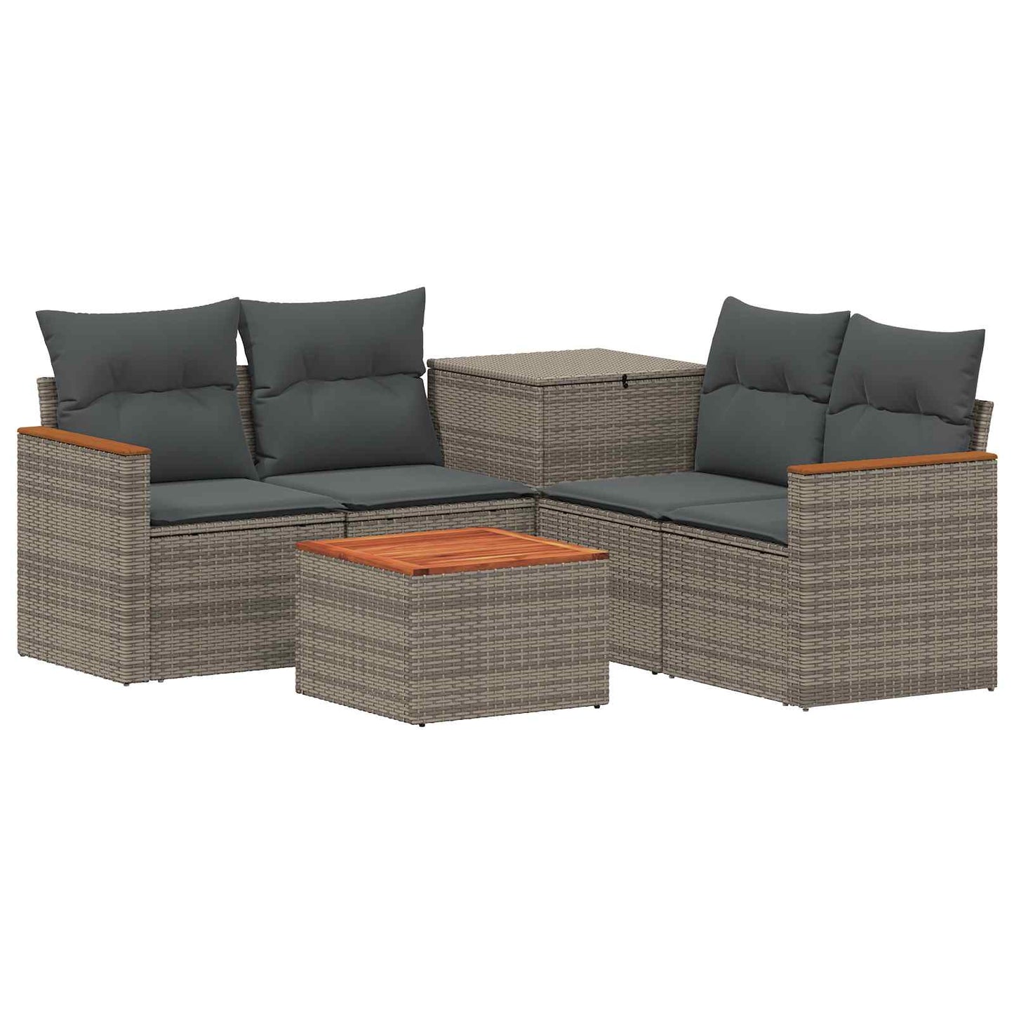 Sofa Set 6 stk. Grau und Dunkelgrau Polyrattan und Stahl
