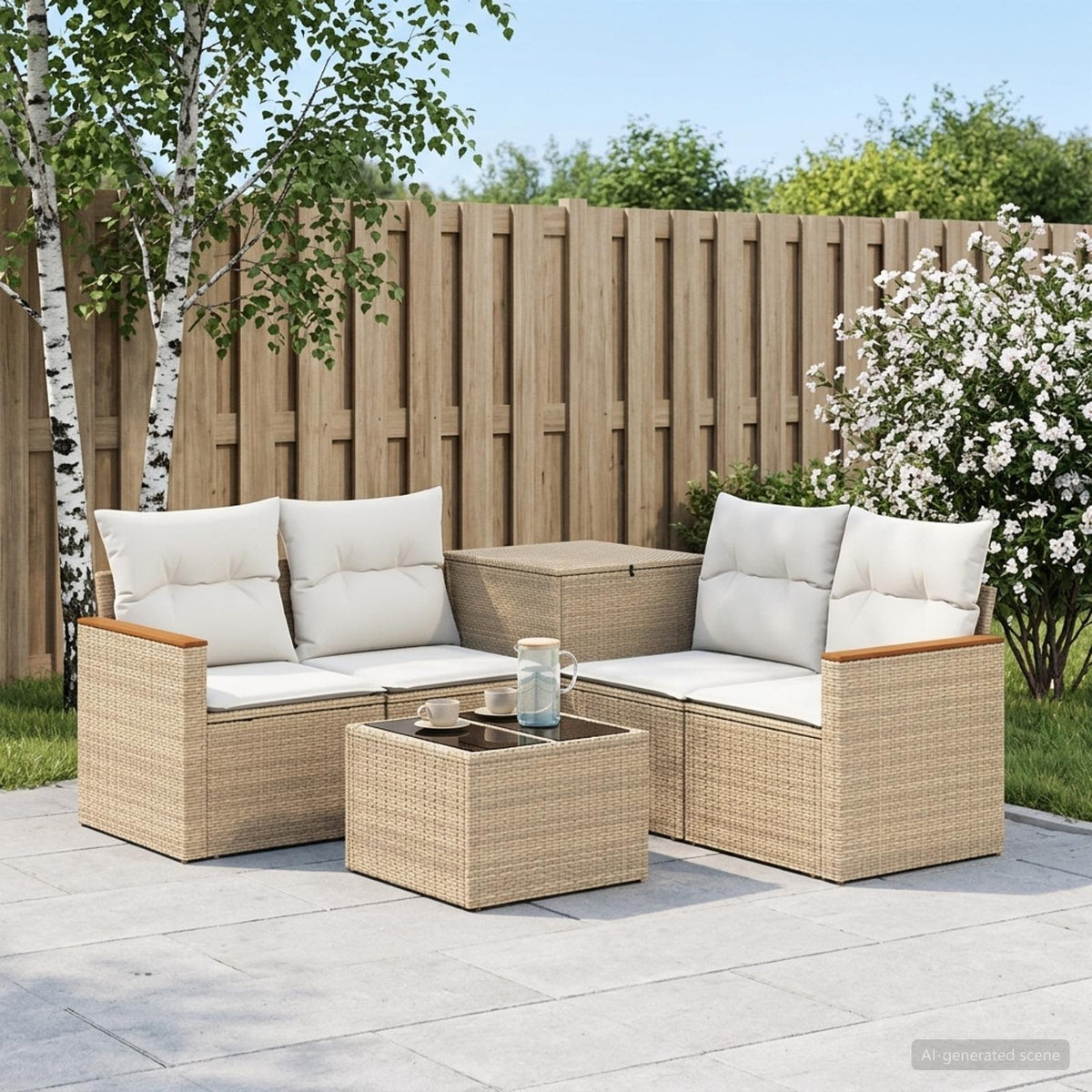 Sofa Set 6 stk. Beige und Cremeweiß 55 x 55 x 37 cm