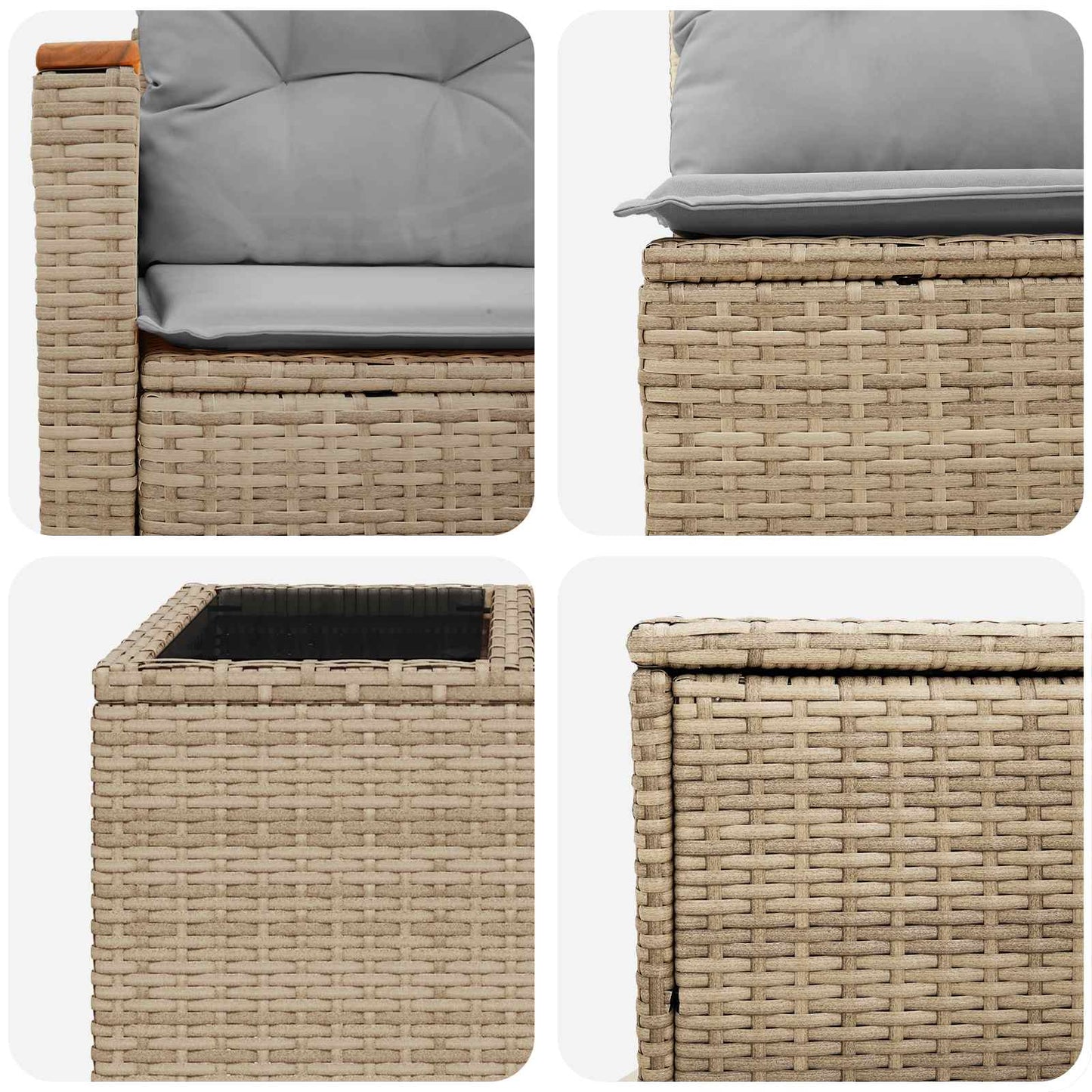 Sofa Set 6 stk. Beige und Hellgrau Polyrattan und Stahl