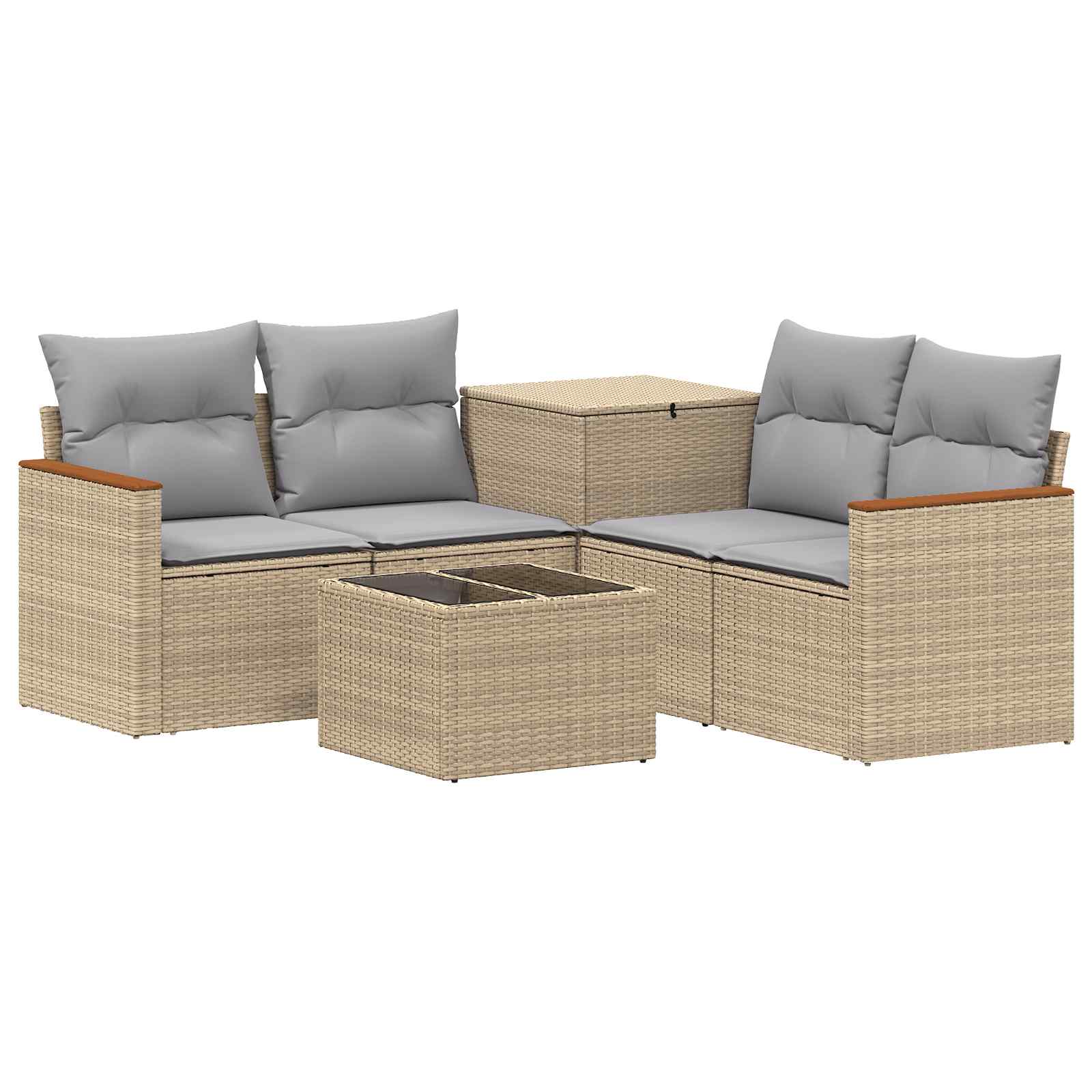 Sofa Set 6 stk. Beige und Hellgrau Polyrattan und Stahl