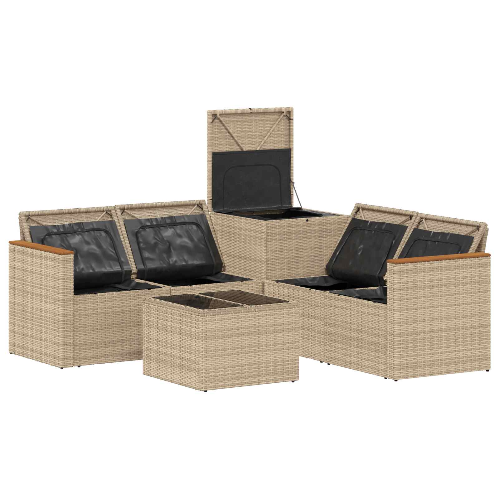 Sofa Set 6 stk. Beige und Hellgrau Polyrattan und Stahl