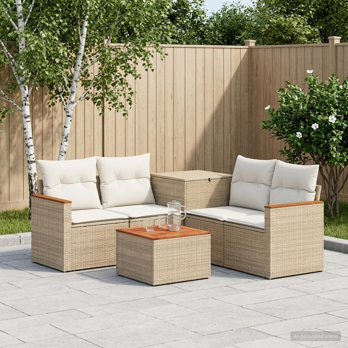 Sofa Set 6 stk. Beige und Cremeweiß 55 x 55 x 37 cm