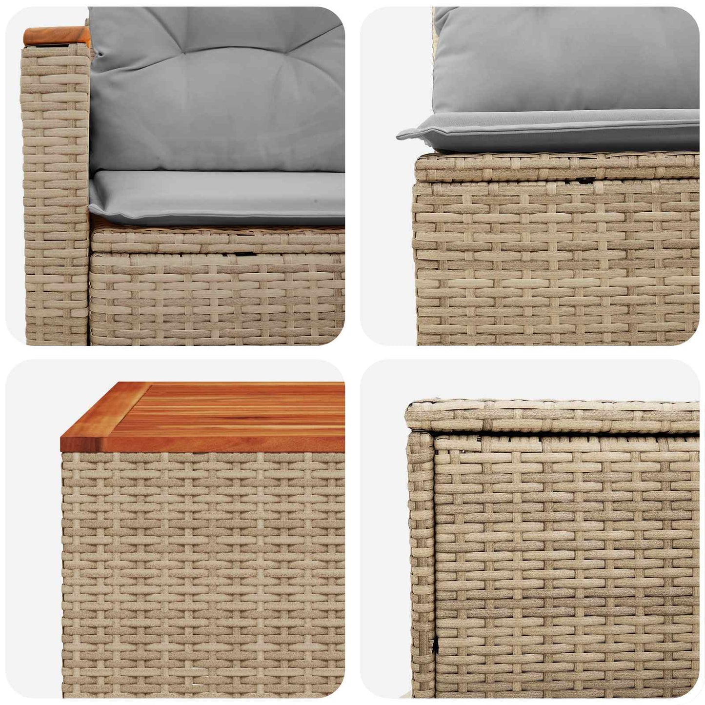 Sofa Set 6 stk. Beige und Hellgrau Polyrattan und Stahl