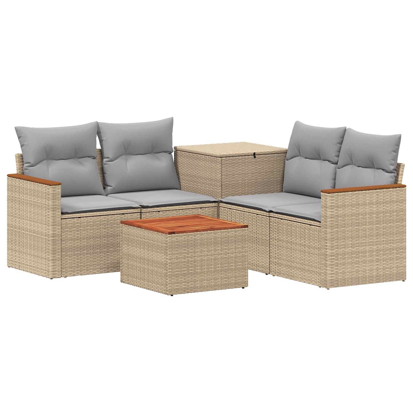 Sofa Set 6 stk. Beige und Hellgrau Polyrattan und Stahl