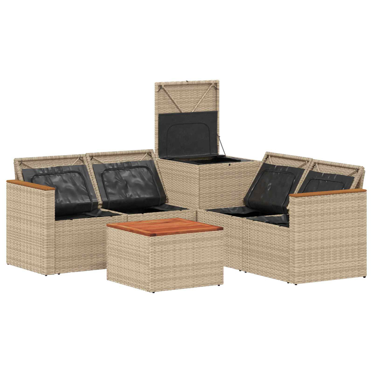 Sofa Set 6 stk. Beige und Hellgrau 55 x 55 x 37 cm
