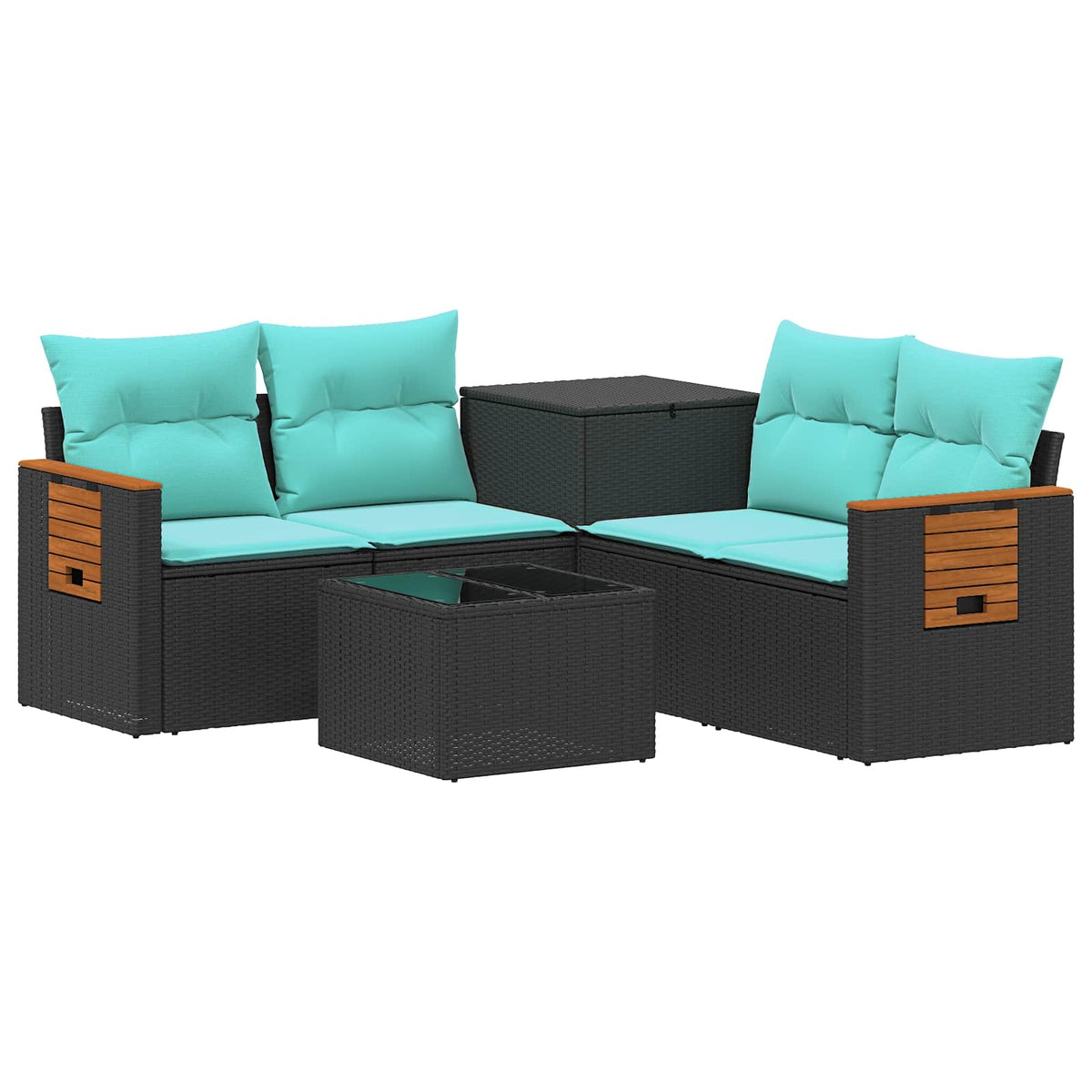 Sofa Set 6 stk. Schwarz und Blau 55 x 55 x 37 cm