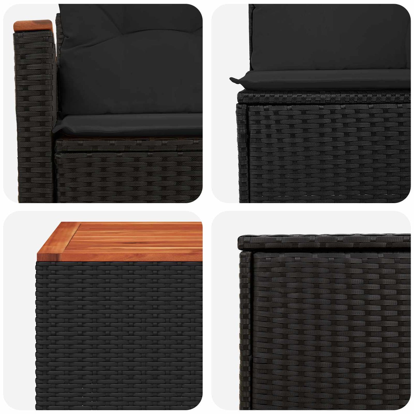 Sofa Set 6 stk. Schwarz Polyrattan und Stahl