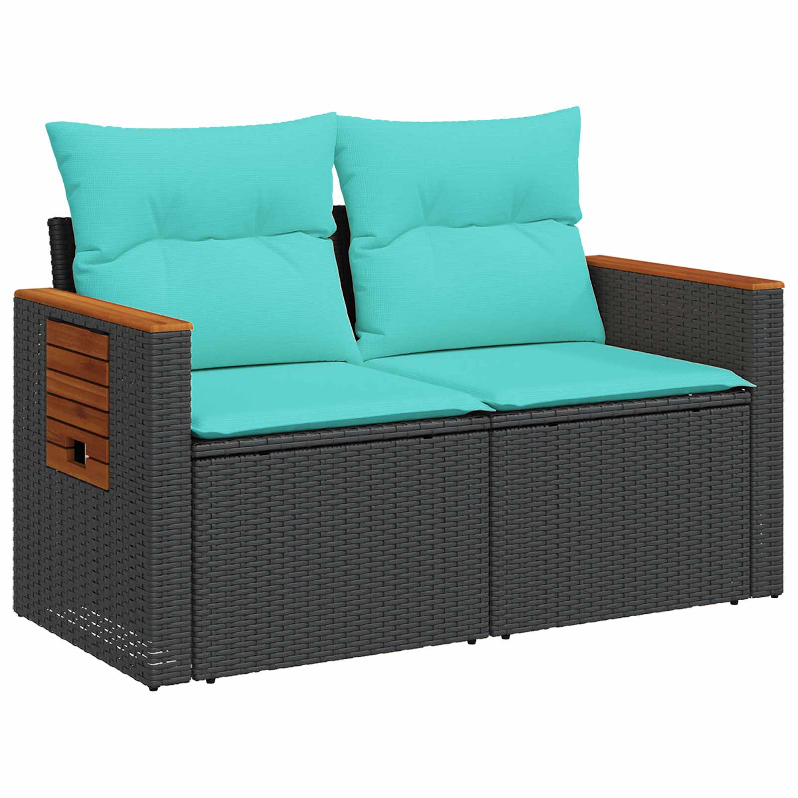 Sofa Set 6 stk. Schwarz und Blau Polyrattan und Stahl