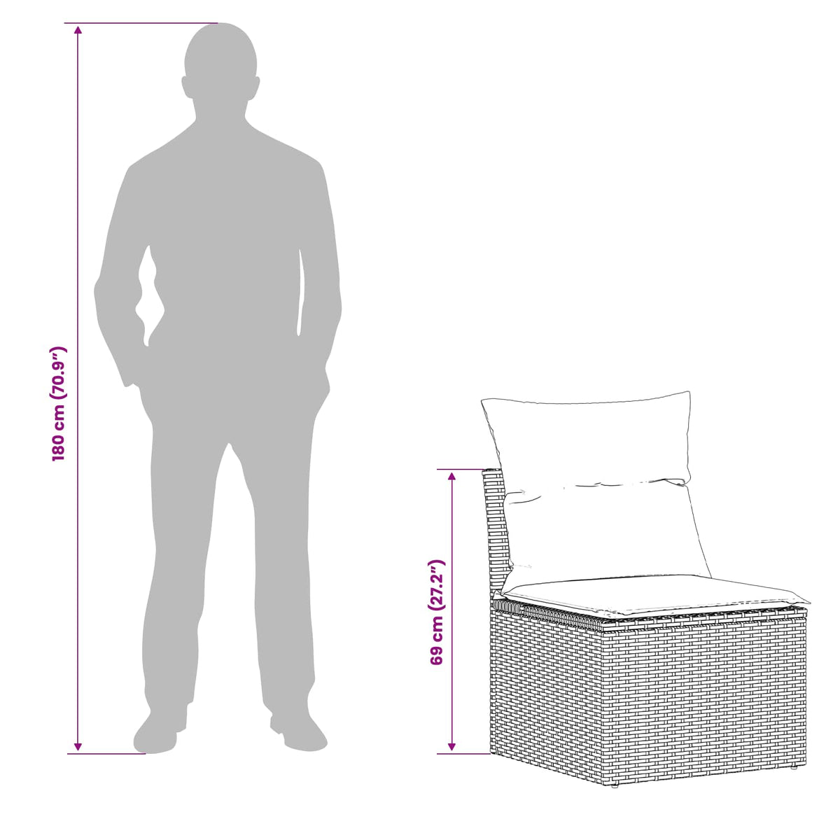 Sofa Set 6 stk. Schwarz Polyrattan und Stahl