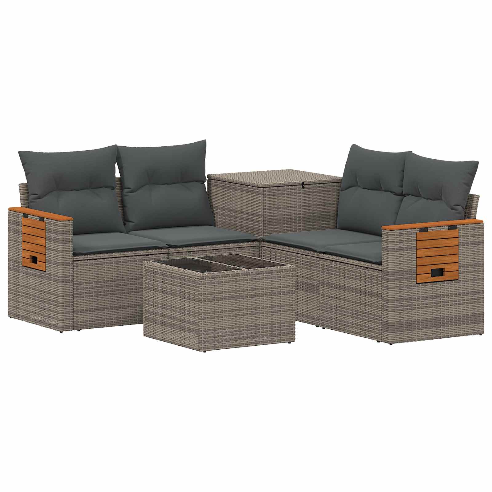 Sofa Set 6 stk. Grau und Dunkelgrau Polyrattan und Stahl