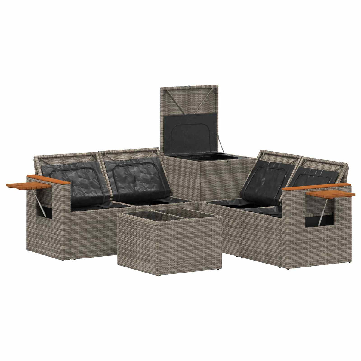 Sofa Set 6 stk. Grau und Marineblau 55 x 55 x 37 cm