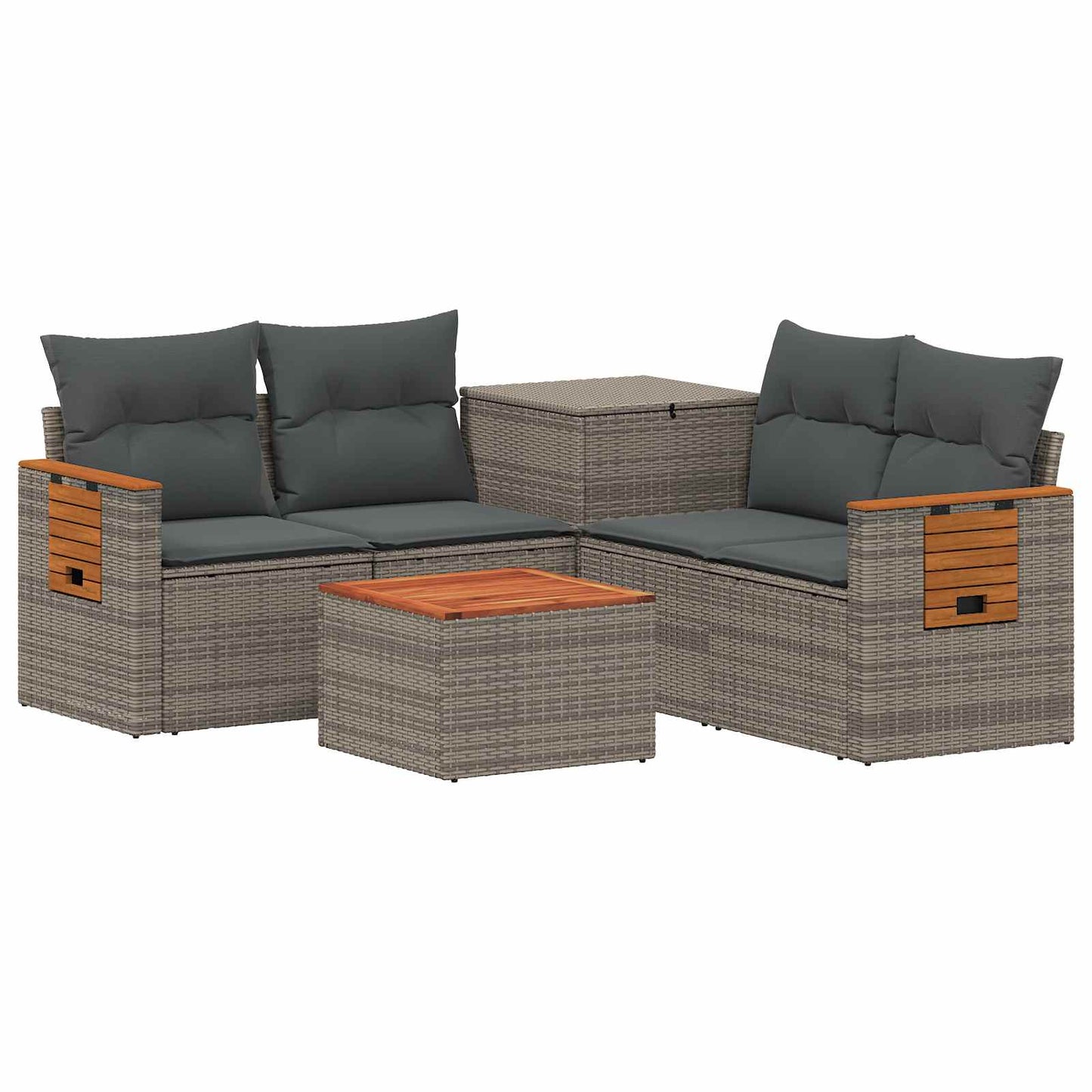 Sofa Set 6 stk. Grau und Dunkelgrau Polyrattan und Stahl