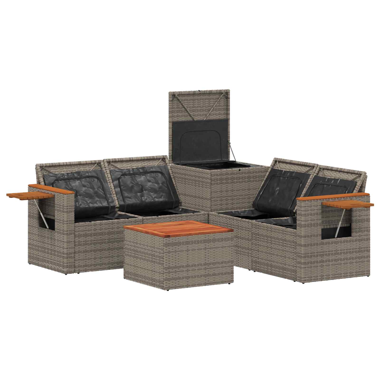 Sofa Set 6 stk. Grau und Dunkelgrau Polyrattan und Stahl