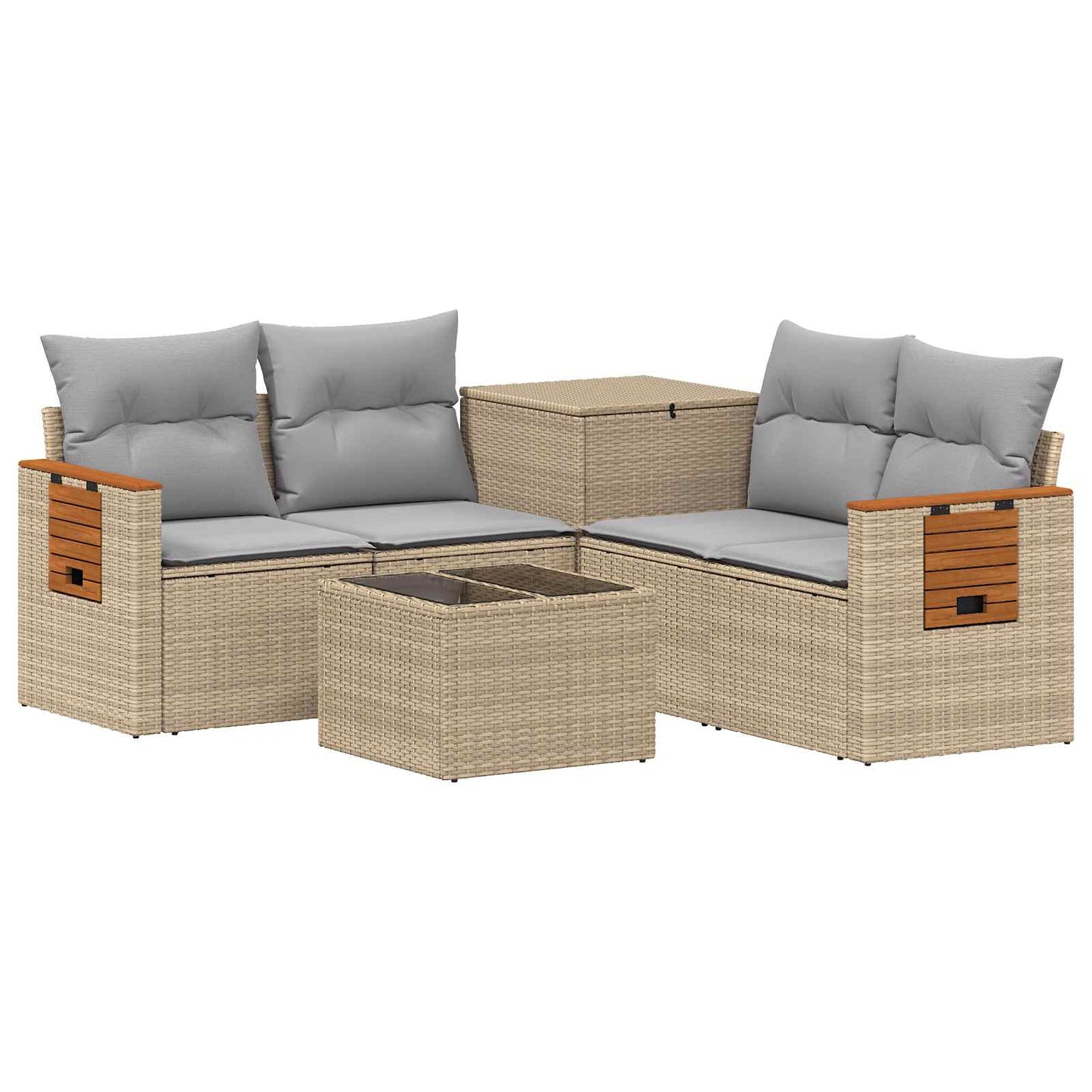 Sofa Set 6 stk. Beige und Hellgrau Polyrattan und Stahl