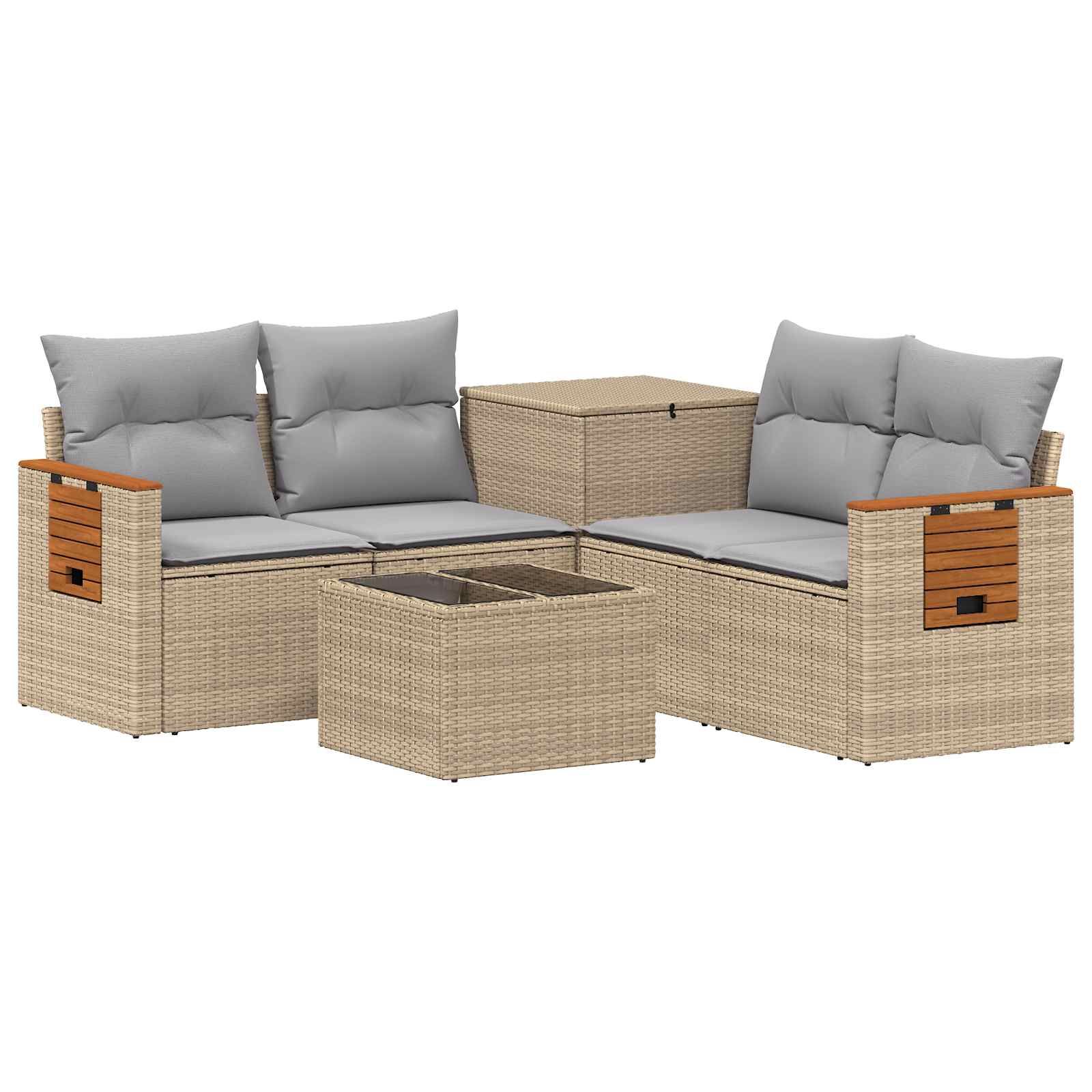 Sofa Set 6 stk. Beige und Hellgrau Polyrattan und Stahl