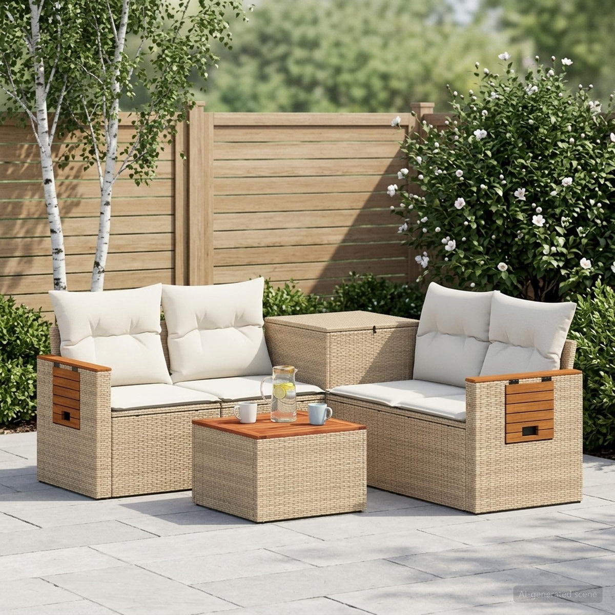 Sofa Set 6 stk. Beige und Cremeweiß 55 x 55 x 37 cm