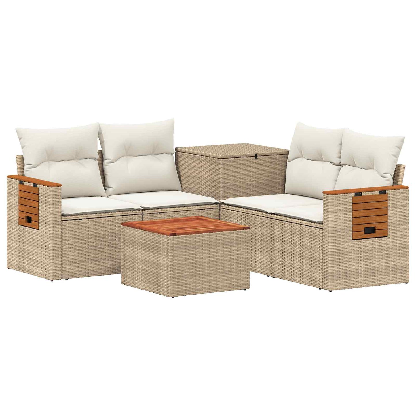 Sofa Set 6 stk. Beige und Cremeweiß Polyrattan und Stahl