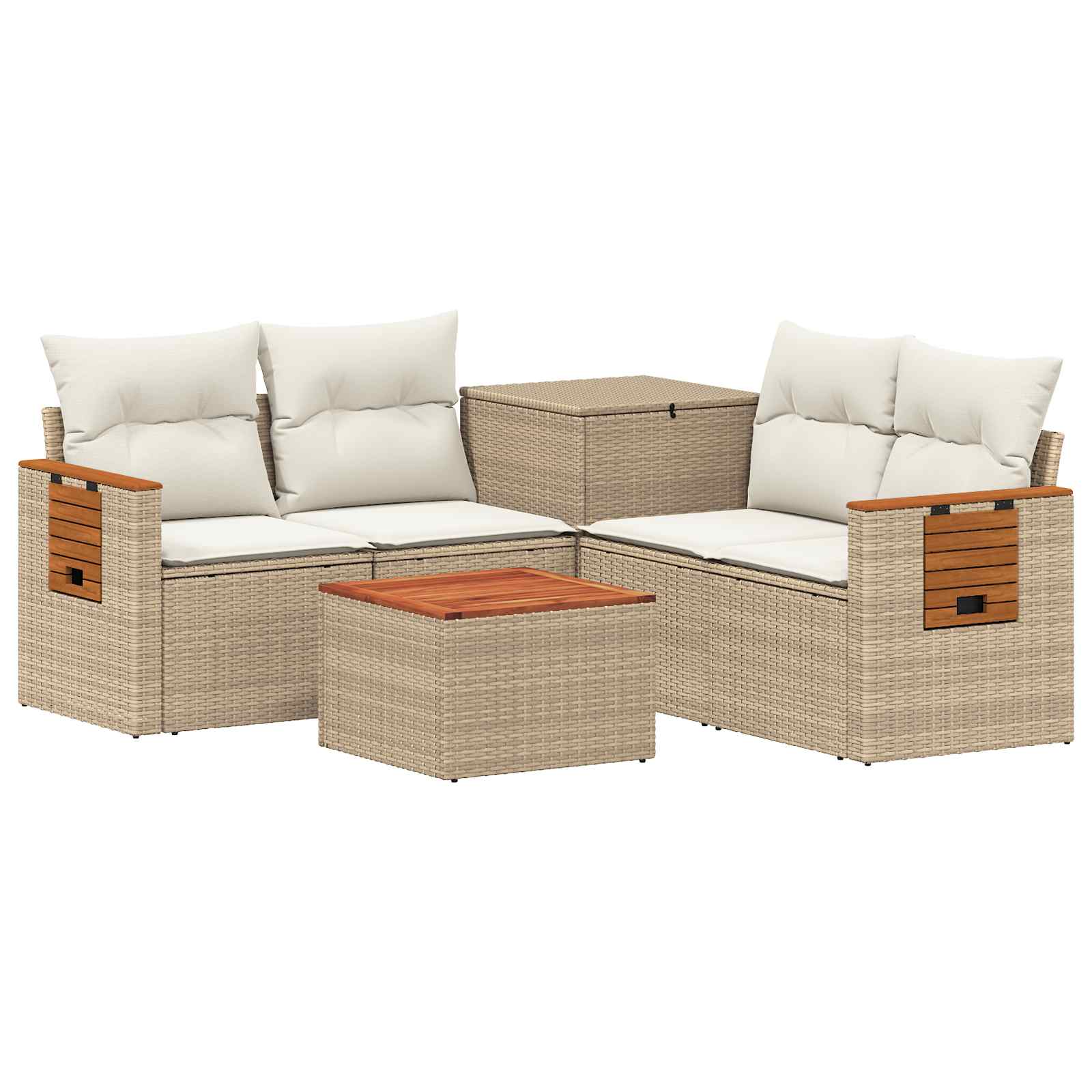 Sofa Set 6 stk. Beige und Cremeweiß Polyrattan und Stahl