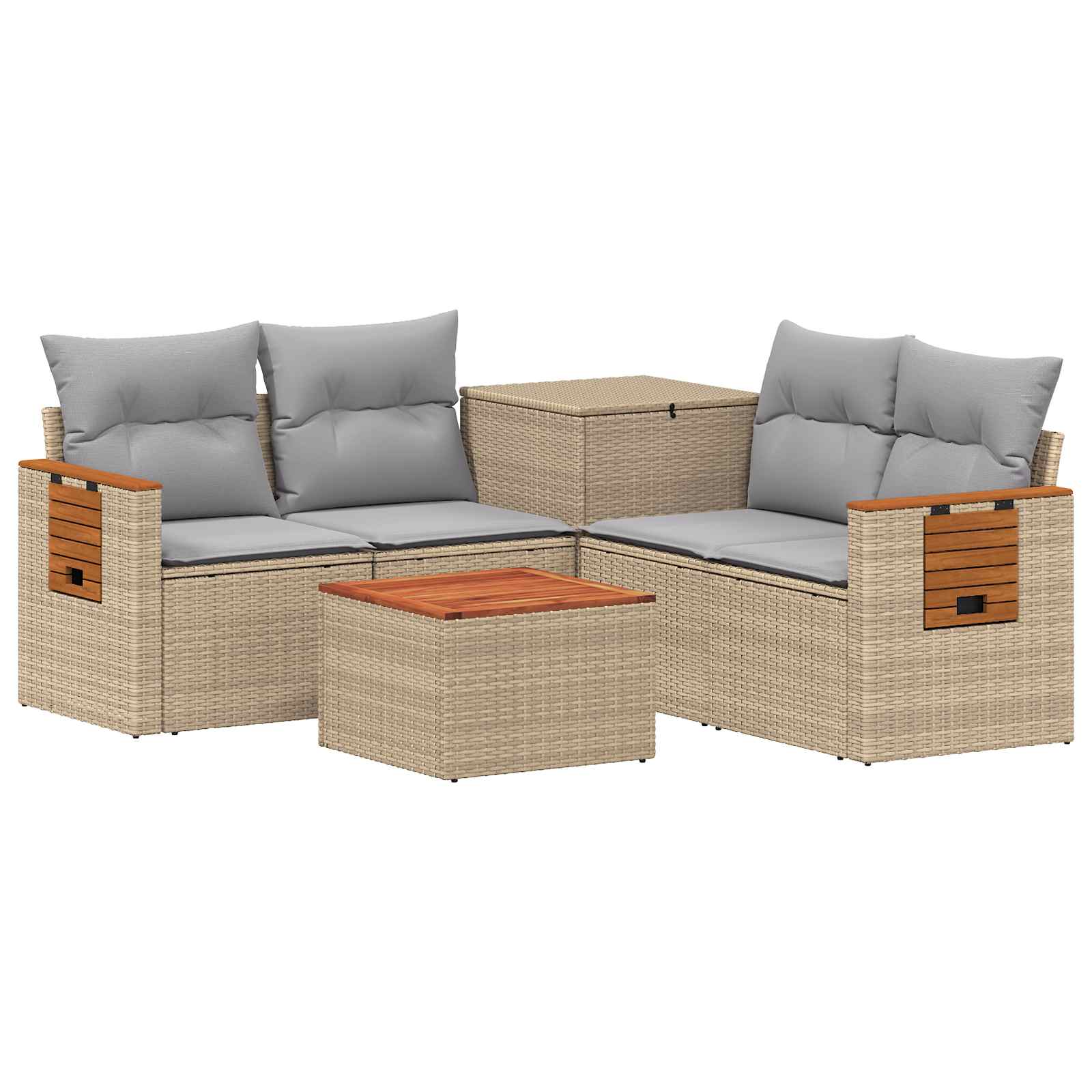 Sofa Set 6 stk. Beige und Hellgrau Polyrattan und Stahl