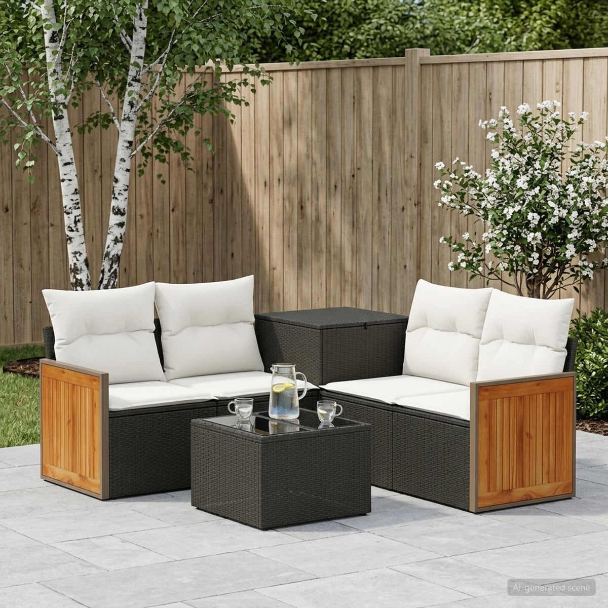 Sofa Set 6 stk. Schwarz und Cremeweiß 55 x 55 x 37 cm