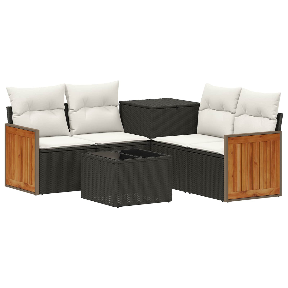 Sofa Set 6 stk. Schwarz und Cremeweiß 55 x 55 x 37 cm