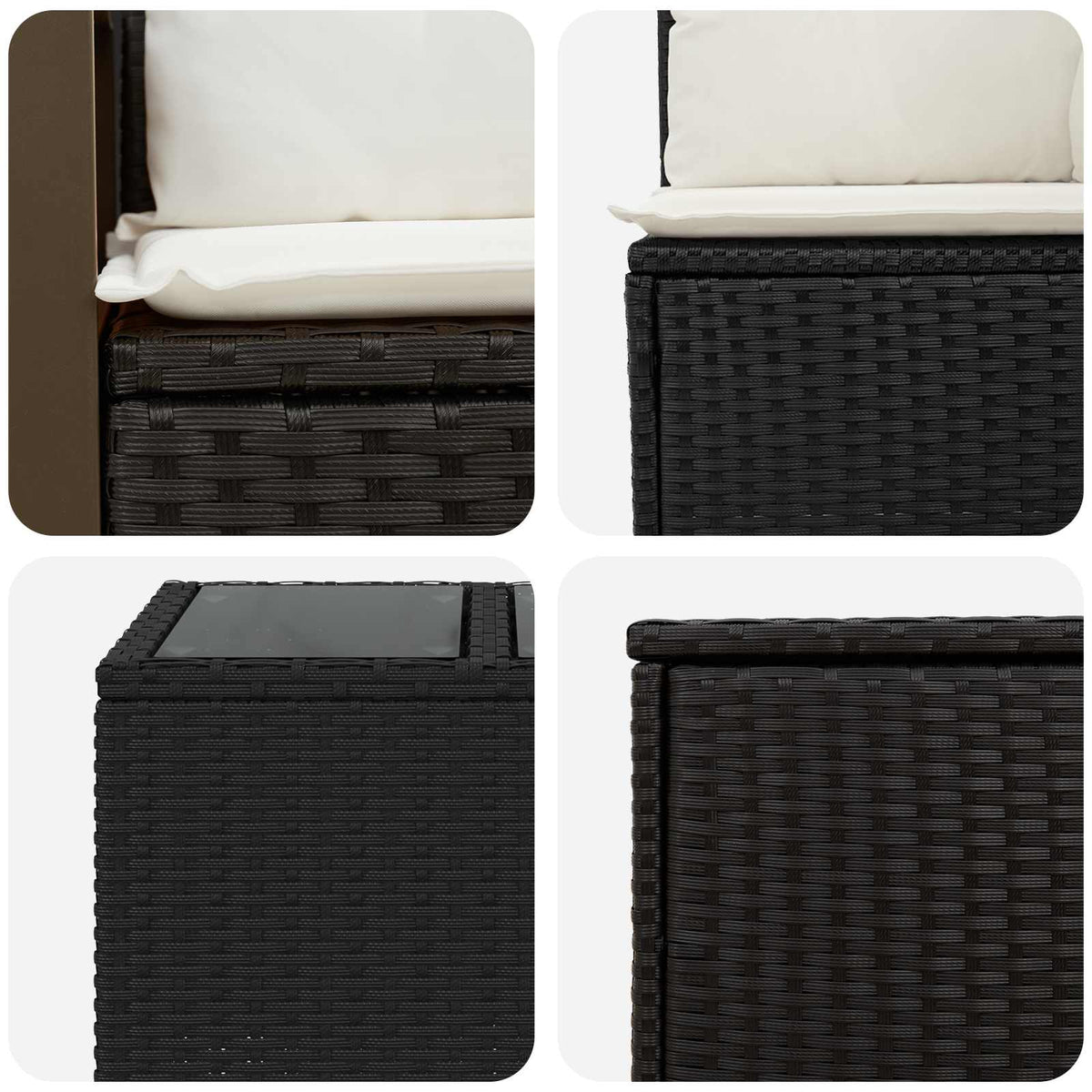 Sofa Set 6 stk. Schwarz und Cremeweiß 55 x 55 x 37 cm